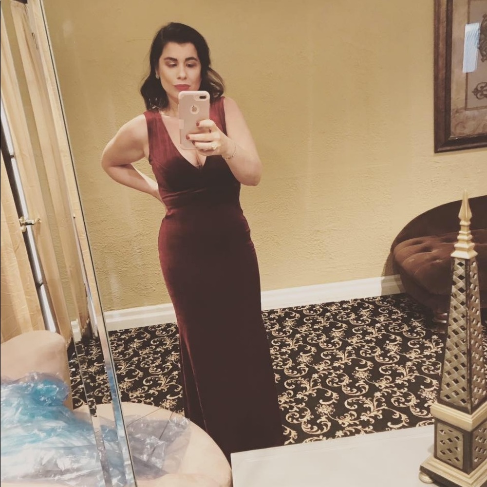 Burgundy velvet gown